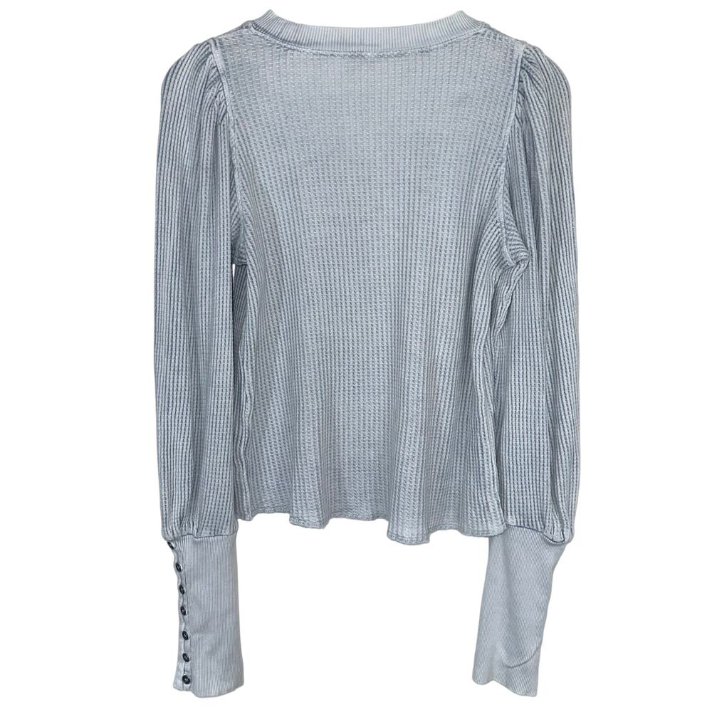 SOLD 💕Free People FP One Blue Moon Wesley Thermal Blouson Sleeve Top Size L - Picture 11 of 15